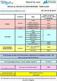 Les tarifs 2025 Les tarifs